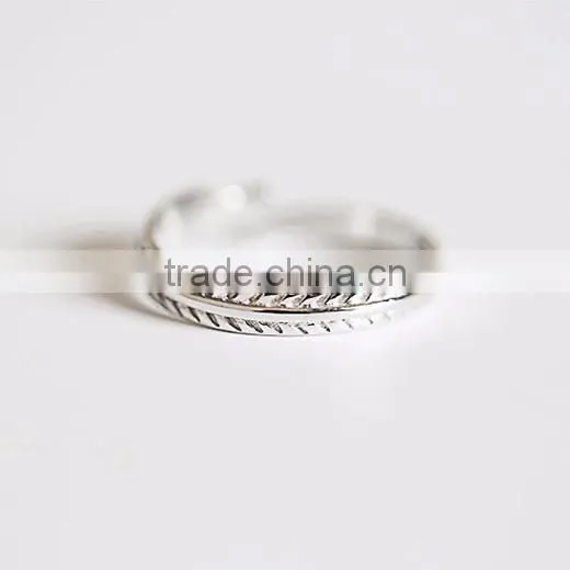 925 sterling silver feather ring adjustable ring fashion women ring jewelry supplies 6260551