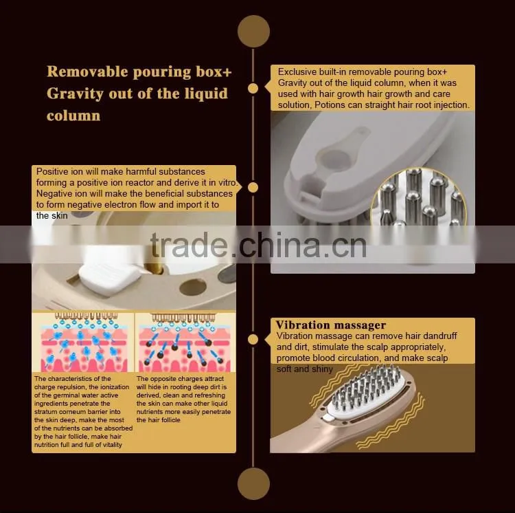 Plastic hair combs wholesale vibrating hair straightening oil 12ml tank hair growth comb