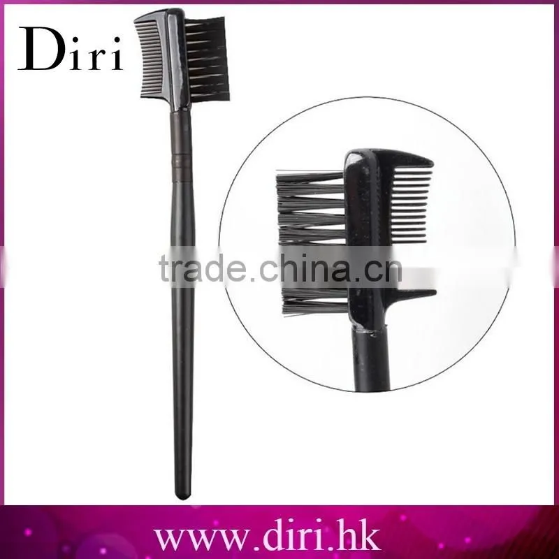 Black Handle Synthetic Fiber Brow Eyelash Brush and Comb