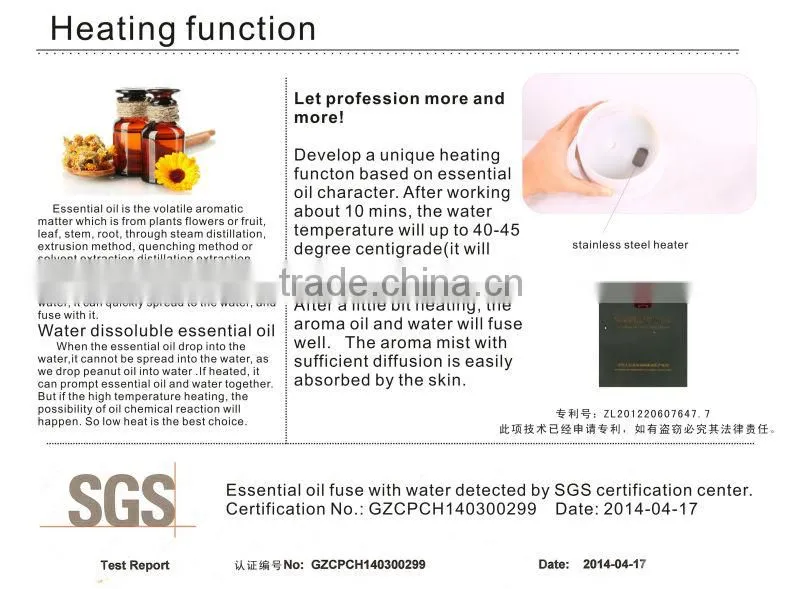 2014 Diffuser spa / Manual Humidity Control aromatherapy diffuser / lavender oil