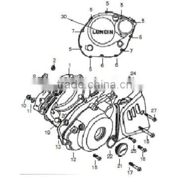 Loncin gn300 engine parts gn300 crankcase cover comp