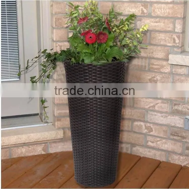 Black resin rattan home/garden indoor big decorative plant pots indoor
