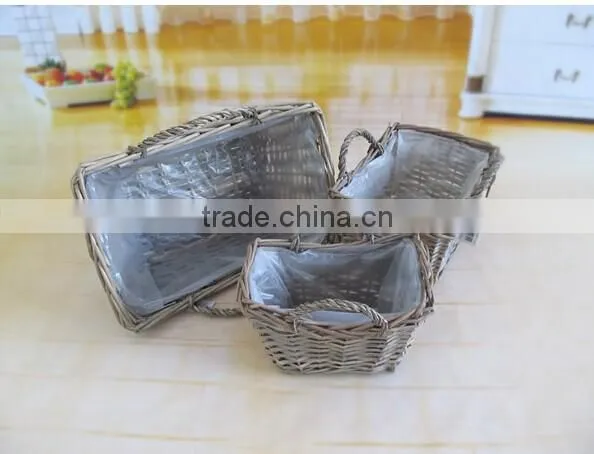 Handmade wicker flower baskets for planting with plastic liner wicker plants basket