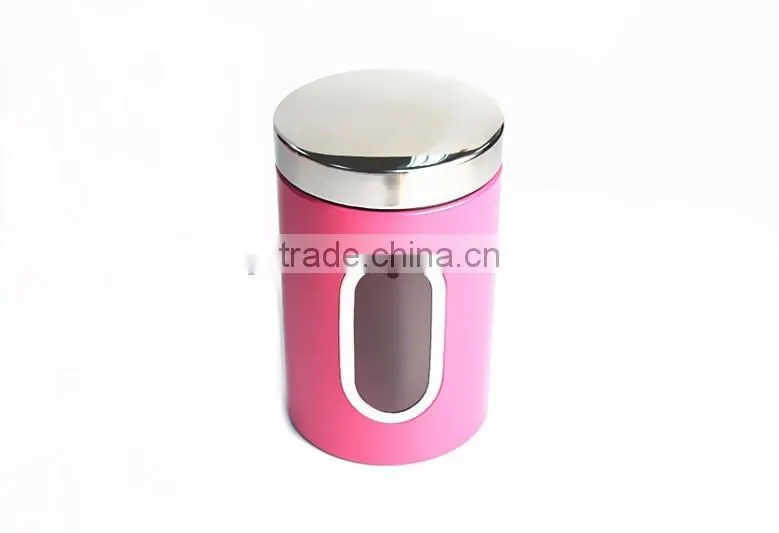 Cute Pink Kitchen Food Storage Canister,Stainless Steel Canister Set