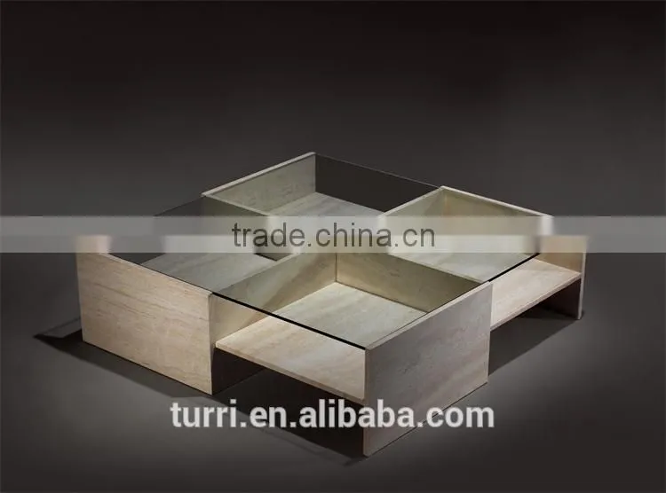 Modern Luxury marble base with tempered glass top coffee table