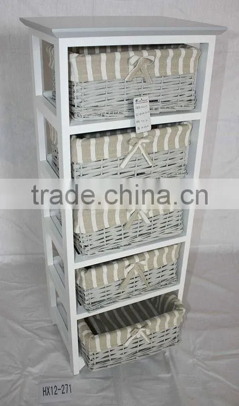 Wooden storage chests with 3 wicker Drawers