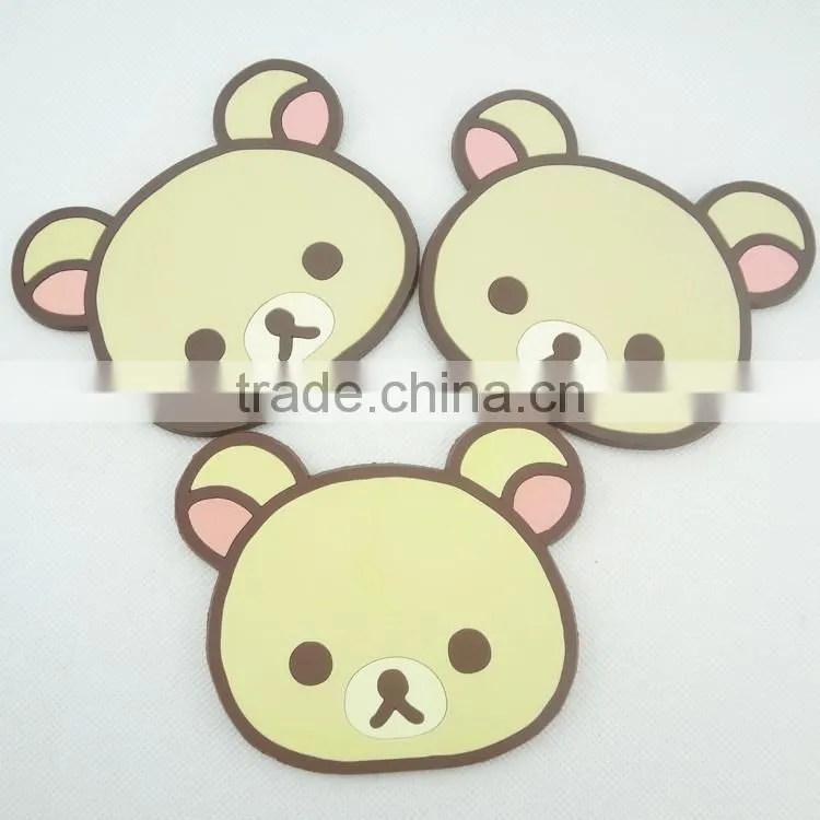 animal shaped PVC cup silicone coaster cup mats