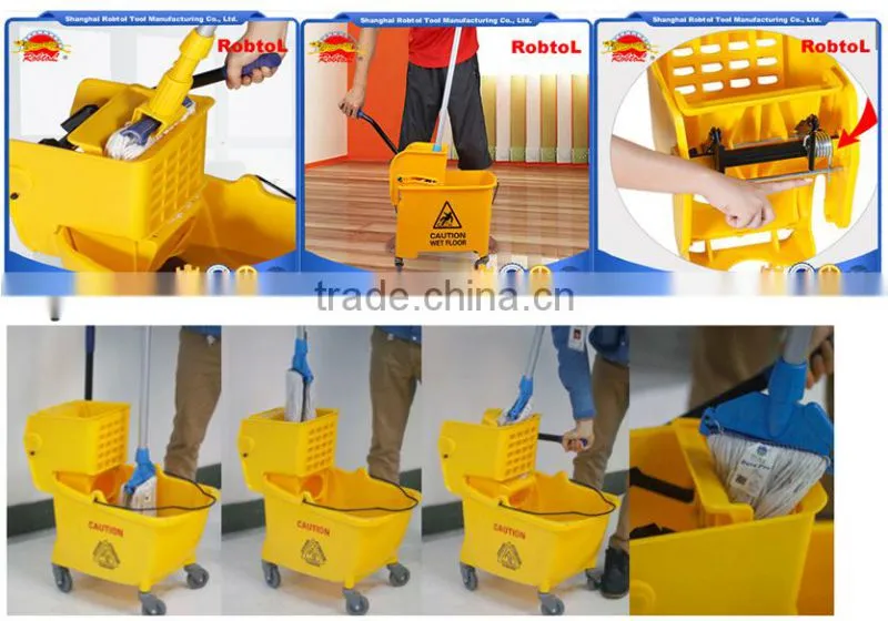 24L mop bucket with wringer side press plastic
