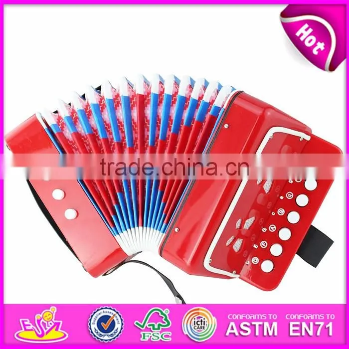 Most popular children gift toy wooden musical piano accordion for sale W07K006B