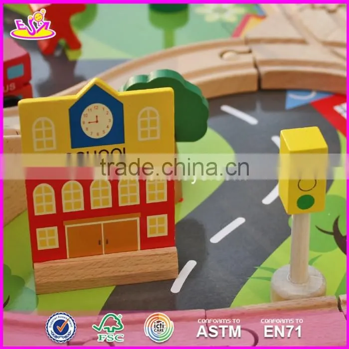 2017 New design funny activity toys wooden kids train table W04C071