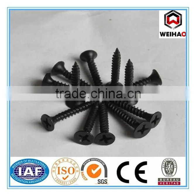 cross flat head black phosphate thread drywall screw