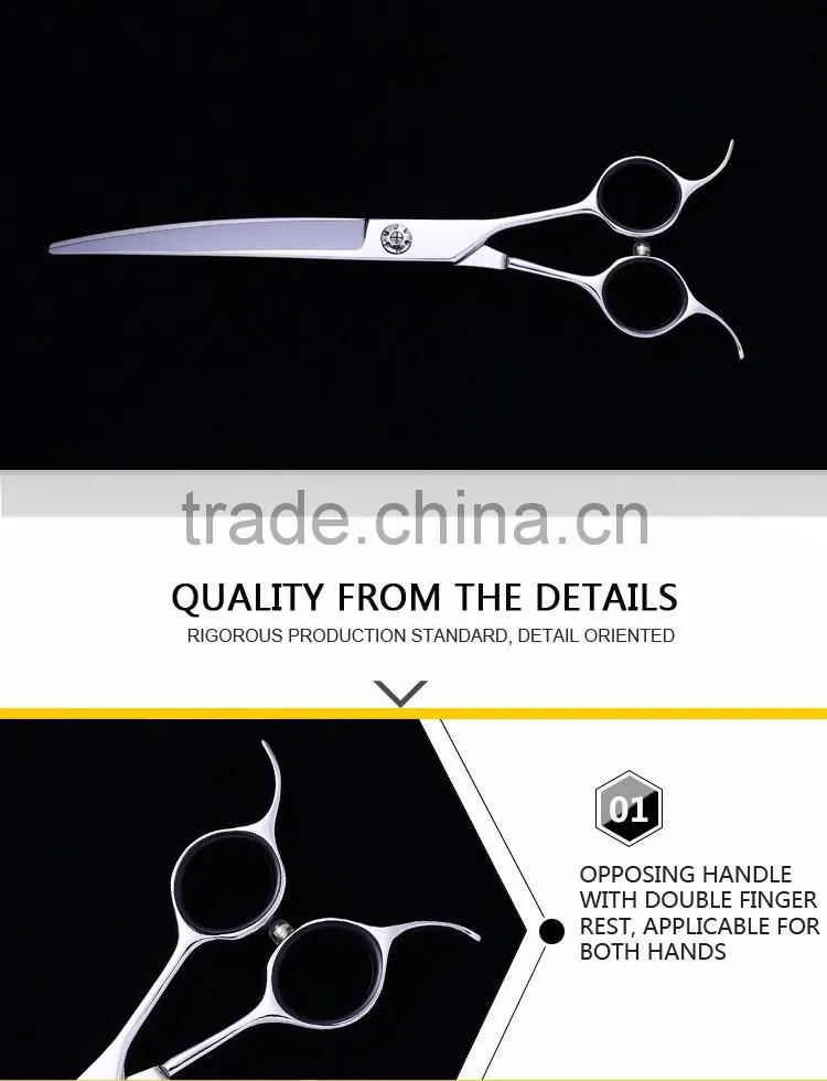 professional style downward curved pet grooming scissor kit