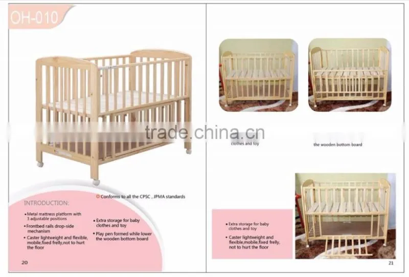 whole sale high quality solid wood adult baby crib