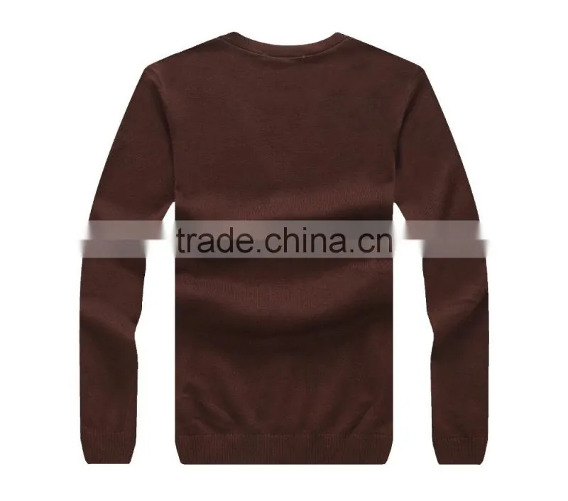 100% fine wool men's brown pattern knitwear cardigan