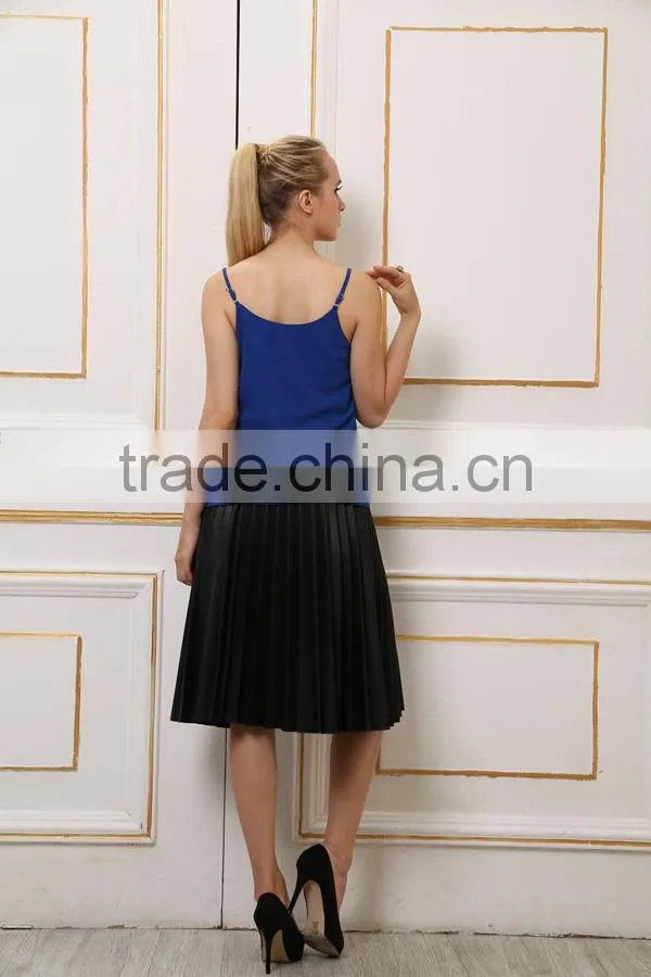 Blue Sequins Spaghetti Strap Women Tank Top
