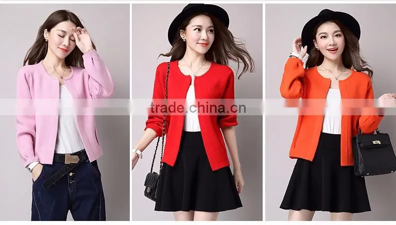 Apparel manufacturers lantern sleeve knitwear women cardigan sweaters