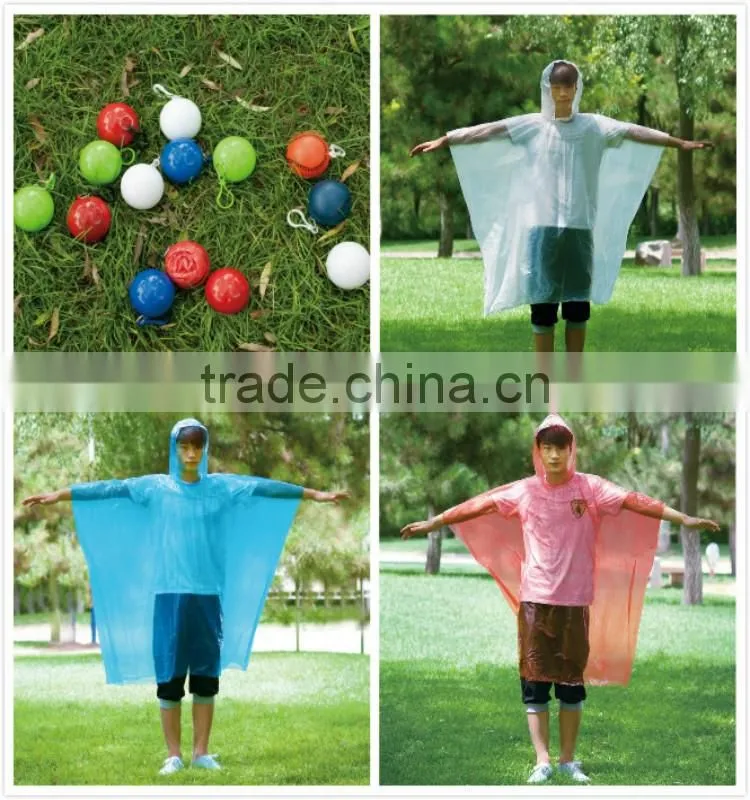 PE Disposable Waterproof Emergency Poncho with different Colors