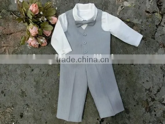 Cute Baby Boy Suit 3pcs Linen Ring Bearer Wear Shirts+Pants+Waistcoat