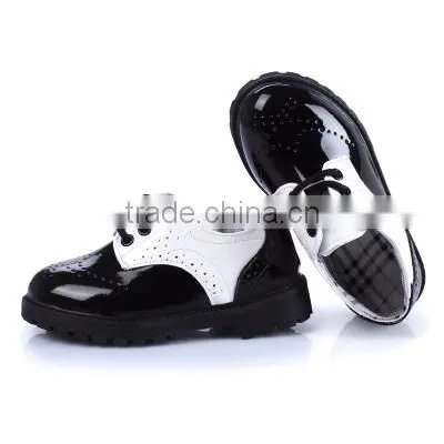 Juqian custom best quality lace up leather black girl school shoes 2016