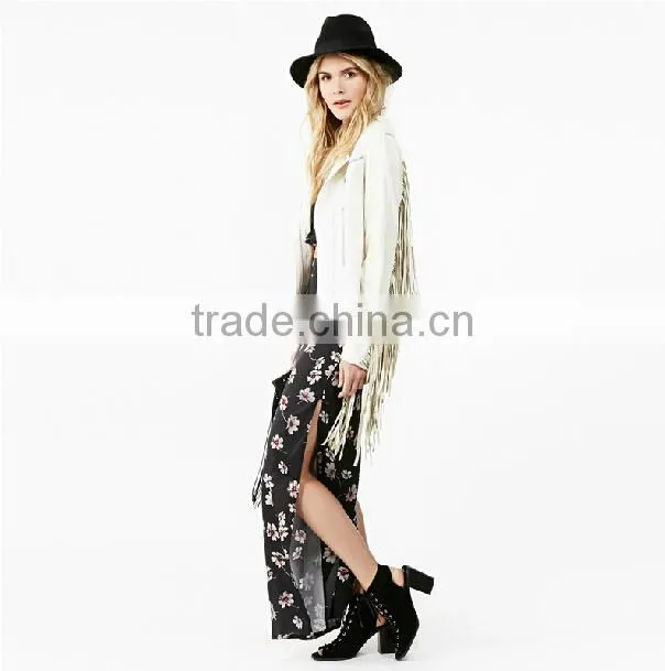 Two pieces one set print maxi long chiffon dress