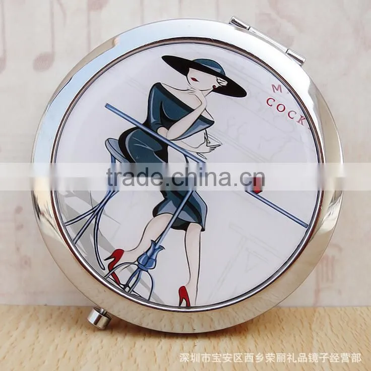Women Lady Portable Foldable Pocket Metal Makeup Compact Pocket Makeup Magnifying Mirror