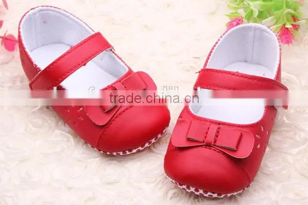 PU Leather Princess Bow Girls Kids Newborn Baby Flat First Walkers Shoes