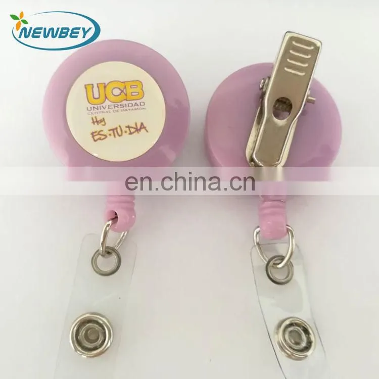Decorative epoxy logo retractable string swivel badge reel with alligator clip