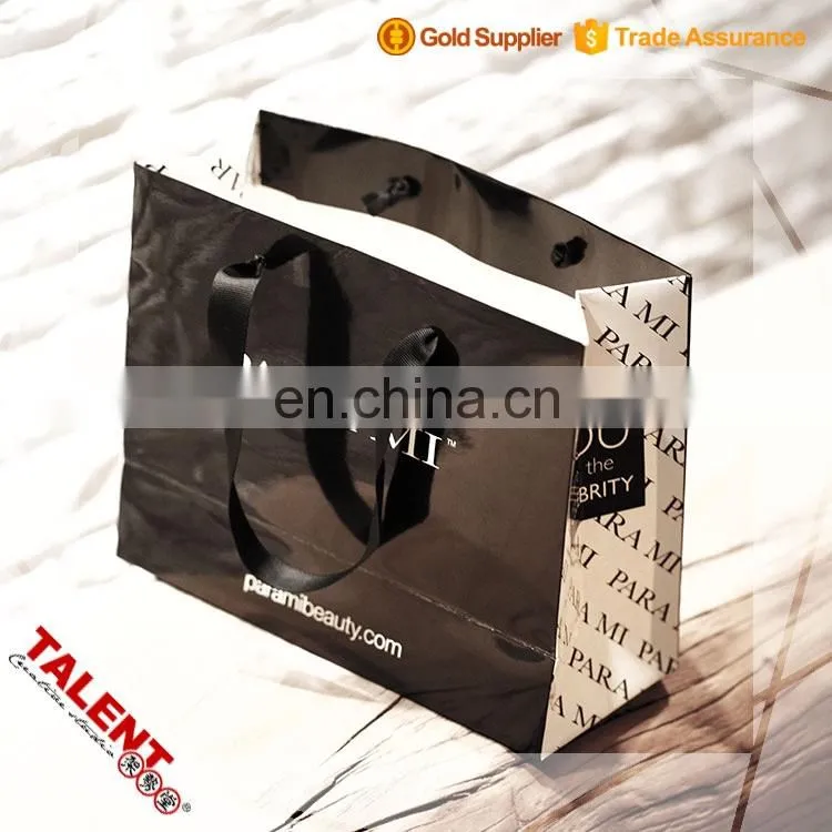 custom black color paper shopping bag for private brand