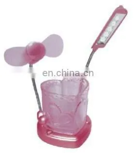 Mini Fan with Heart Shape Pen Holder and Book Light