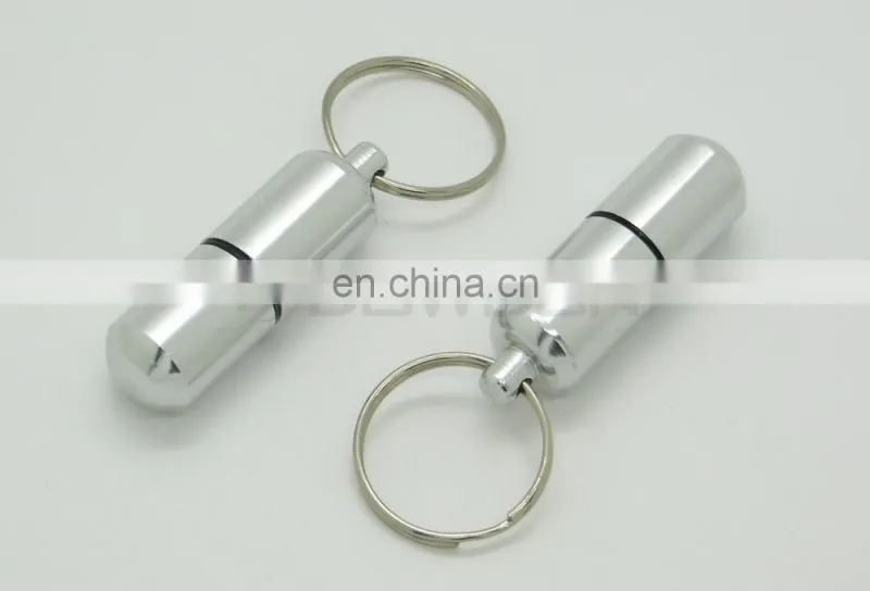 Waterproof Aluminum Medicine Pill Container Box Bottle Case Key Chain Holder