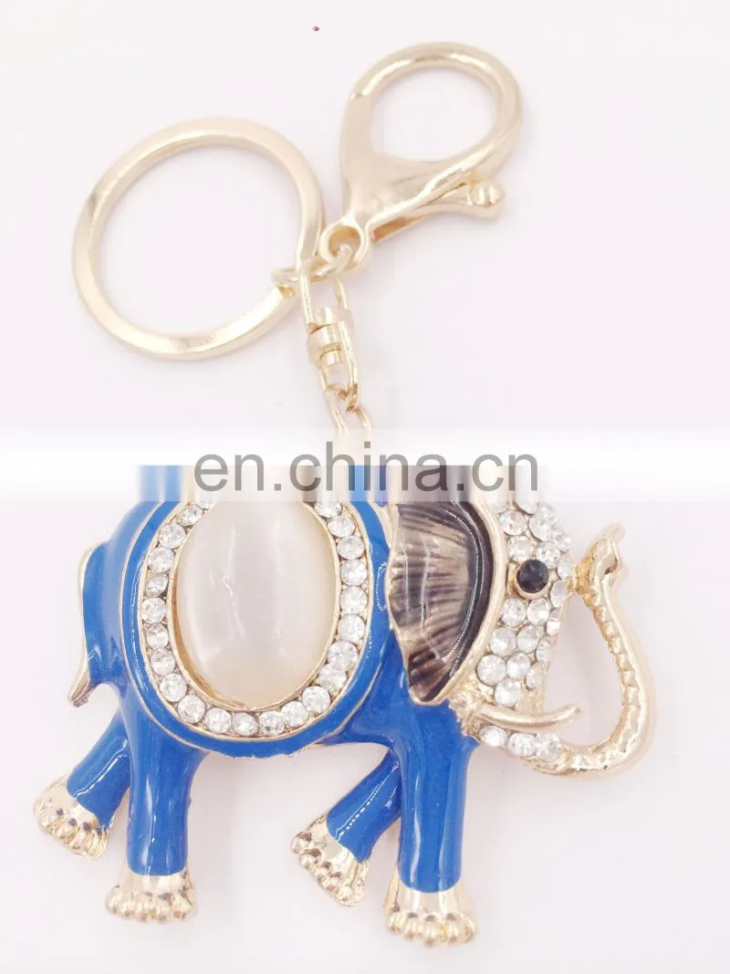 Popular Auspicious Color Elephant Charm Pendant Purse Bag Car Key Ring Chain