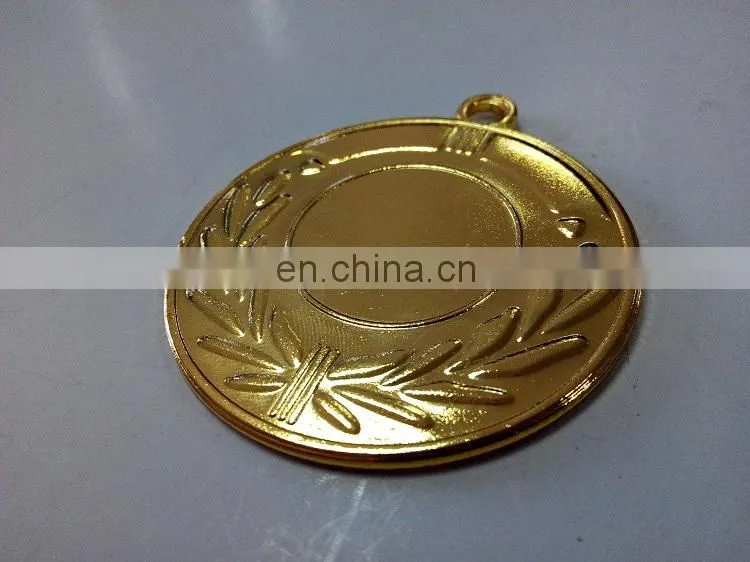 Wholesale Oliver Leaf Blank Iron Medal in Shiny gold Plating