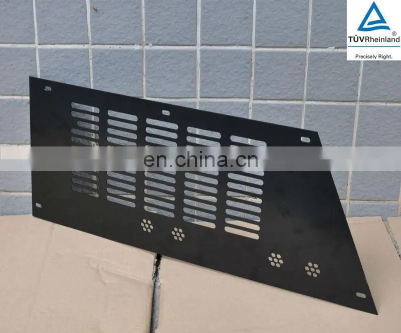 custom machining Precision with flower design .090 ALU pwdr ct blk side panel small truck mount plate
