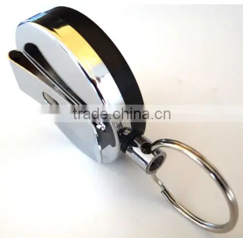 Gift Idea 2" Pull Reel Key Chain Keychain w 38" Retractable Cable Cord US SELLER