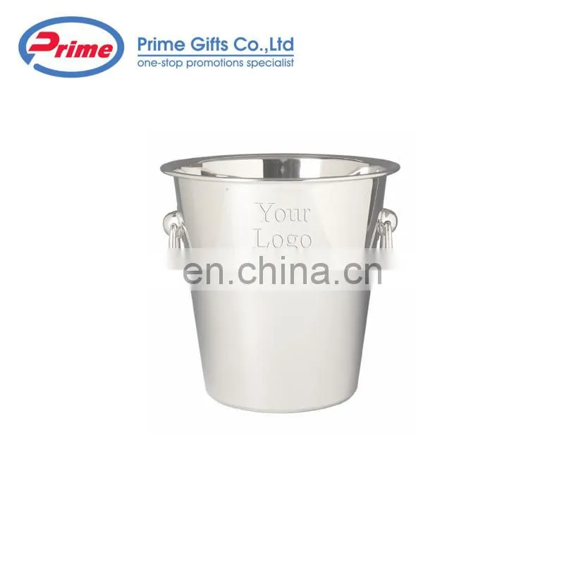 Round Stainless Steel Ice Bucket Metal Beer Tub Cube Container Wine Champagne Cooler Handles Copper Ice Buckets
