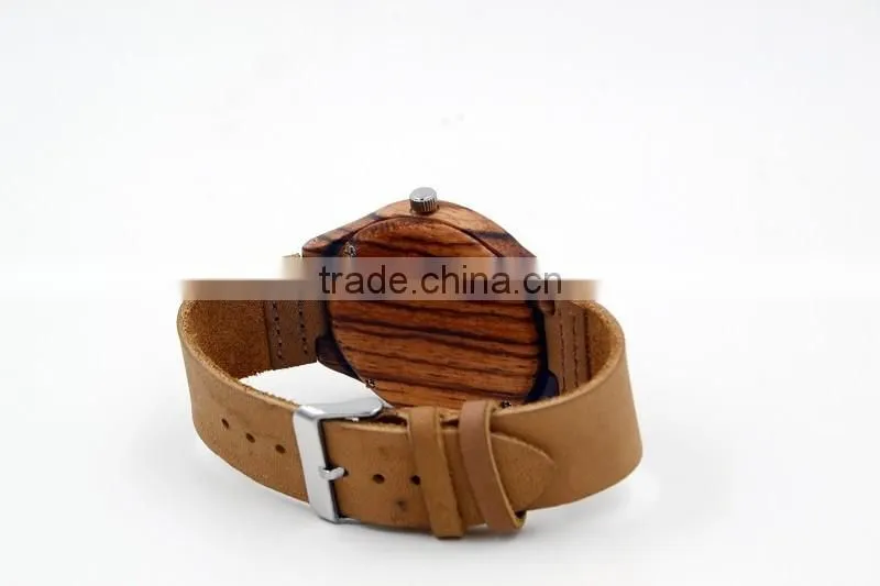 Hot sale cheap wooden watch leather strap watch mens watches natural wooden wrist watch for men or women
