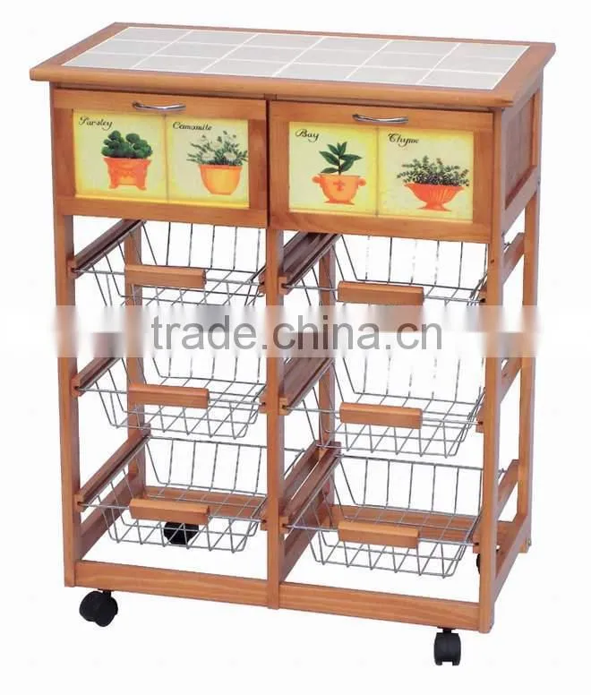 Pine wood Kitchen Trolley