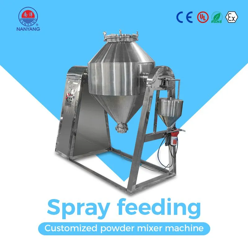 Spray System Powder Mixer Trough, W & Drum Mixer with Liquid Spray Nozzle Pharmaceutical Industry