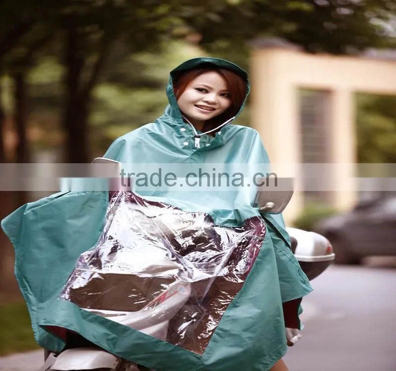 Eco-friendly oxford fabric long pvc raincoat for motorcycle riders