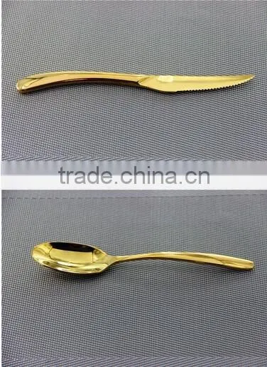 New design hand polish 6 pcs stainless steel cutlery set gold color