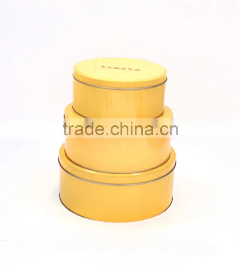 Round printed cookie tin box set of 3 pcs