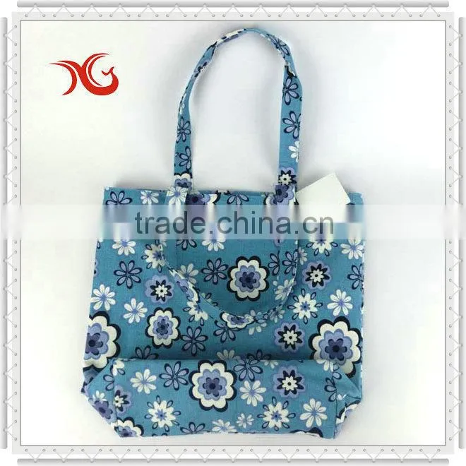 Flower design canvas beach bag