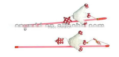 cute cat plush toy/plush cat rod toy/plush pet toy