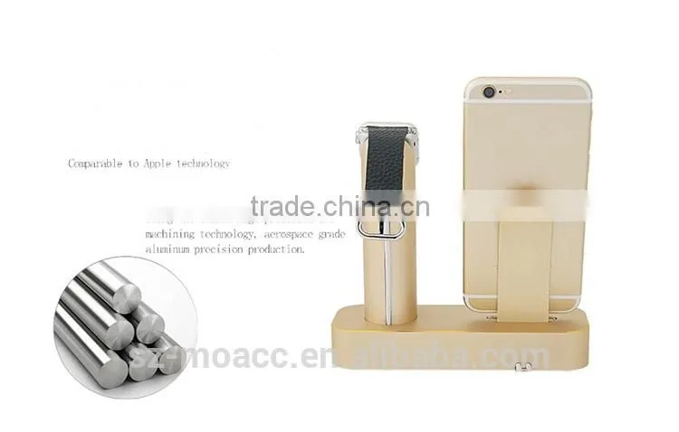 High quality for apple watch stand aluminum with stand battery charger for iPhone 5/6/6plus