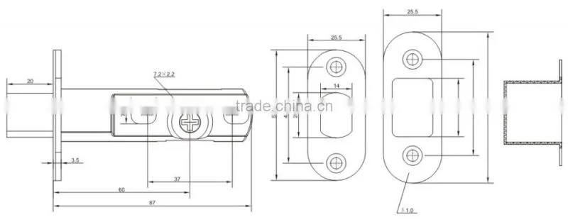 87mm Mortise Tubular Dead Bolt Latch