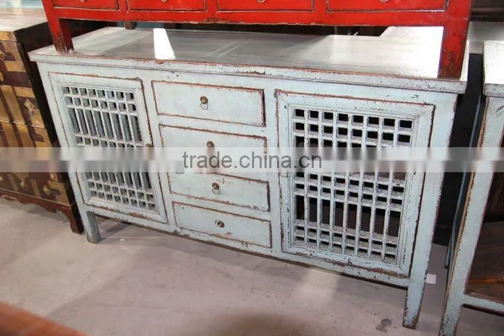 Chinese antique reclaimed solid wood carving cabinet