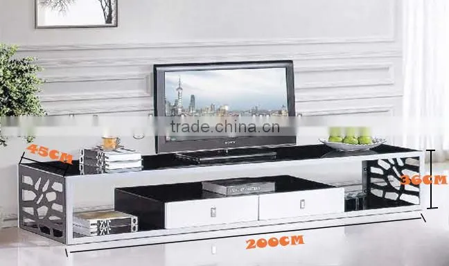 2014 stainless steel frame toughened glass surface TV stand tv-839#