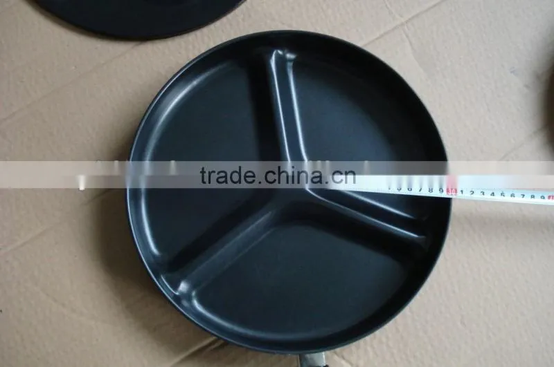 Carbon steel non stick 3pcs / 3 pcs divide division tri - pan premier frying pan set