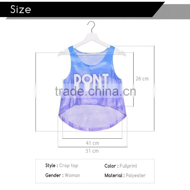 2016 New Women Clothing Digital Print Emoji Lover Custom Ladies Plain Crop Top