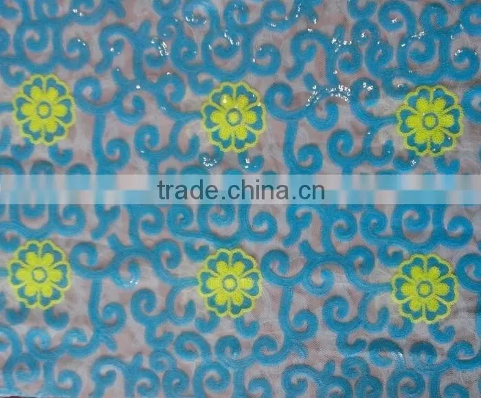 2015 new sequence embroidery fabric sequin lace fabric China supplier